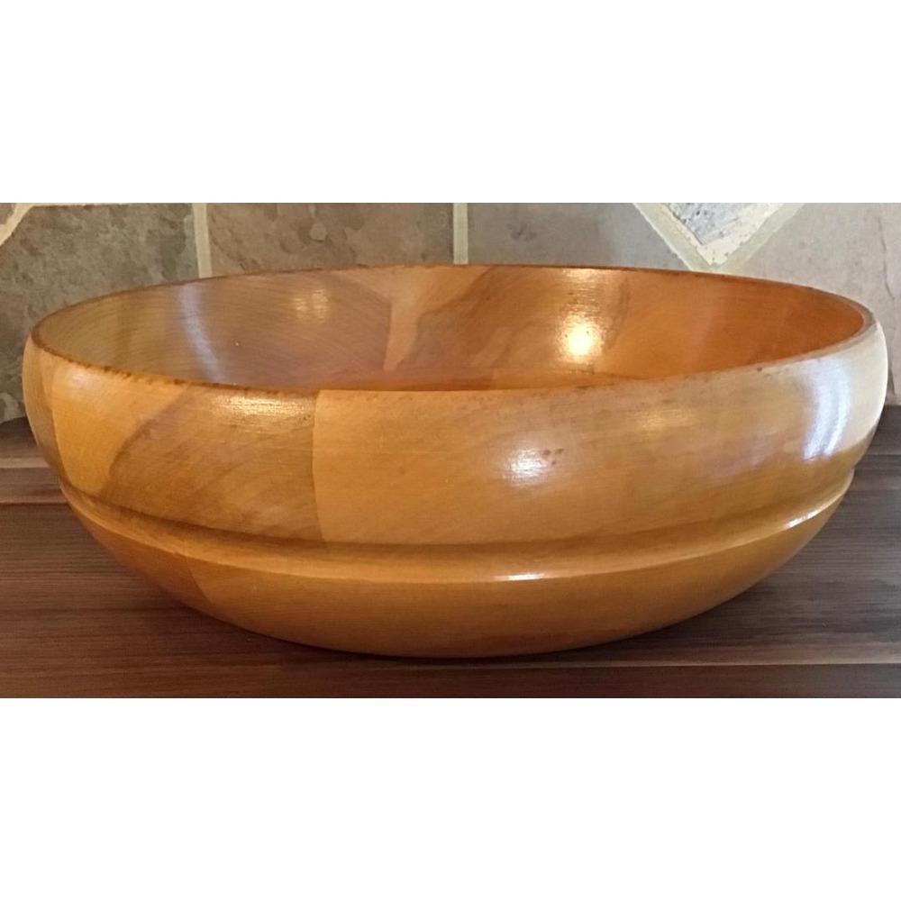 Vintage Wolverine Grand Rapids Wood Salad Bowl Set 7pc Cottagecore Farmhouse MCM - Picture 10 of 16